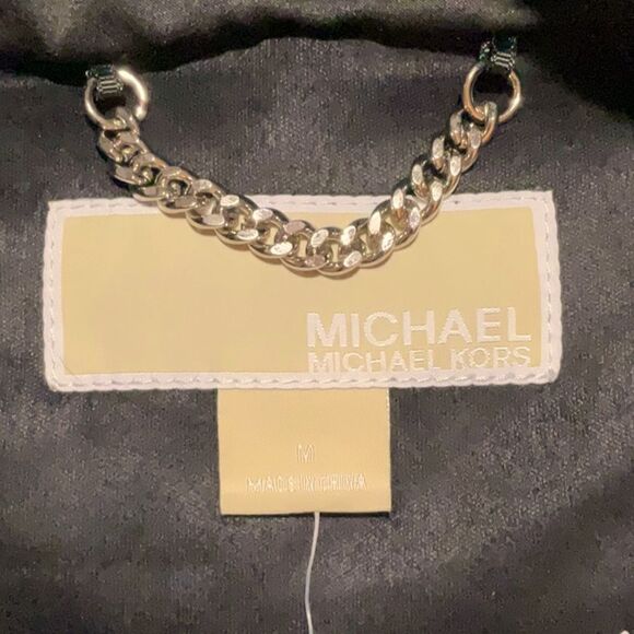 MICHAEL KORS NEW WITH TAGS WINDOWPANE BLACK FAUX FUR HOODED VEST JACKET MEDIUM - Picture 8 of 13